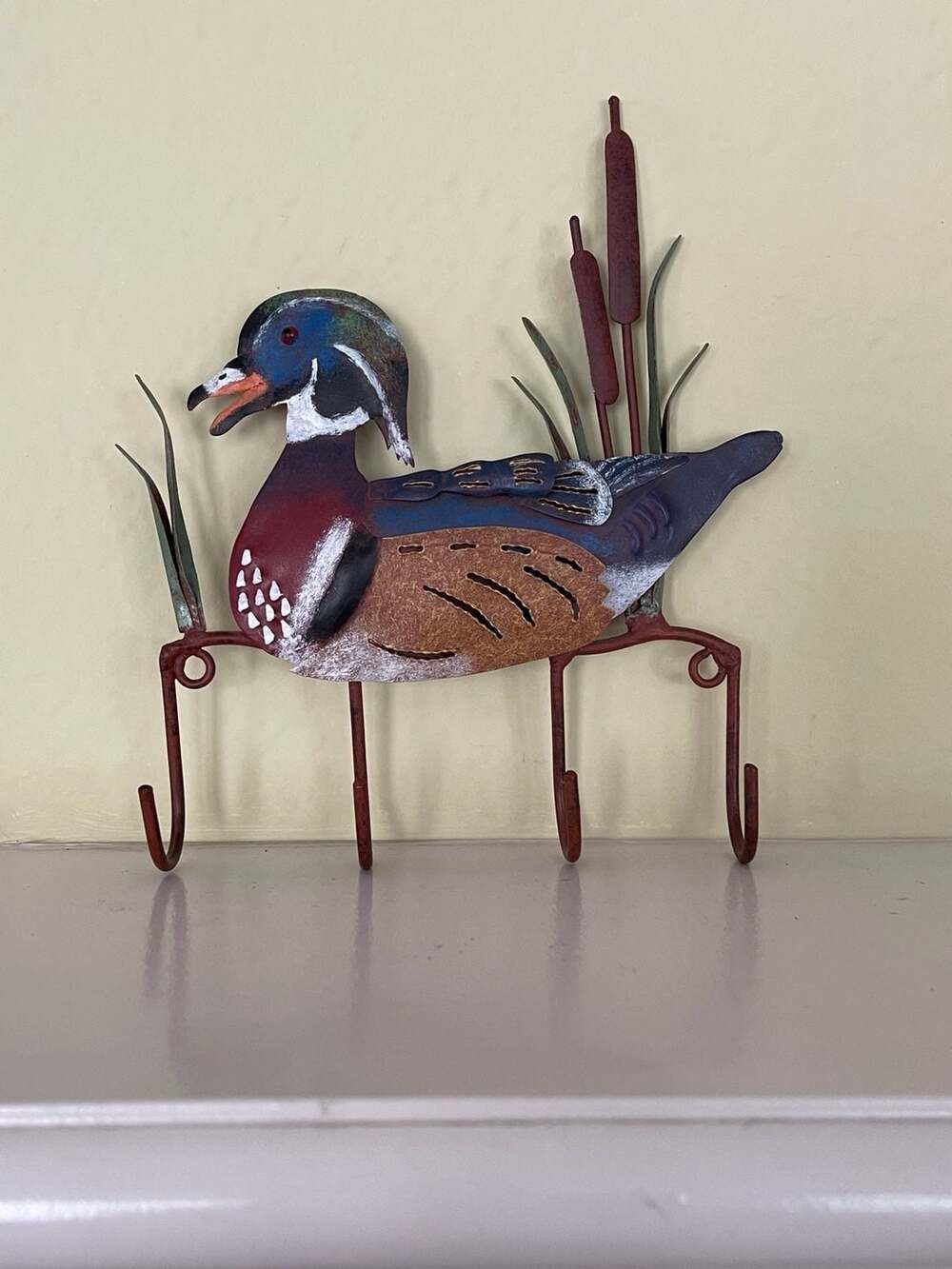 Vintage Metal Duck Wall Hook Country Mallard